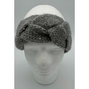 Muk Luks Sequin Twist Headband Chunky Knit Headwear Gray Heather Womens OSFM NWT